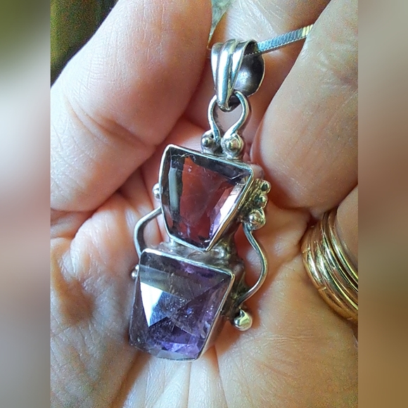 Artisan Sterling Silver Handmade Ametrine Pendant with Italian Sterling Necklace - Picture 10 of 14
